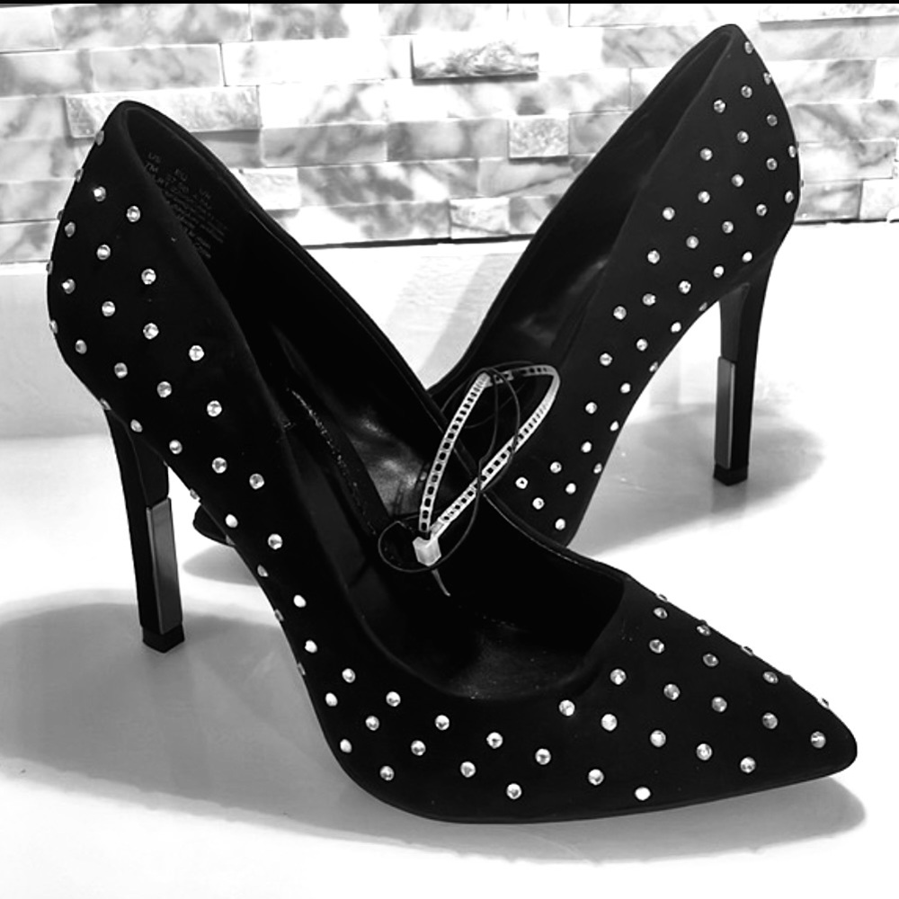 🆕 DKNY Crystal Studded Pointed Toe Women’s Black Pump Heels Size 7